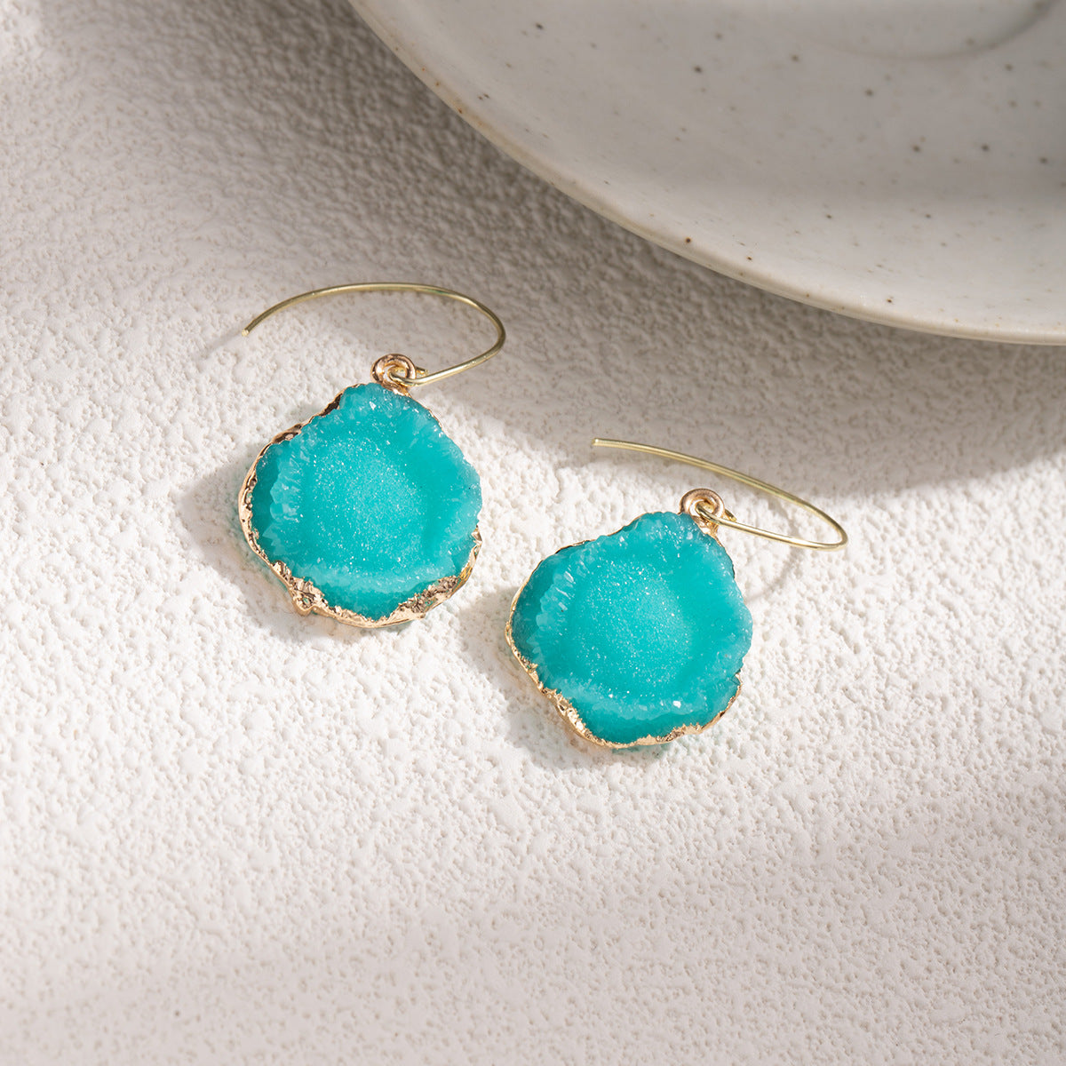 Wholesale Irregular geometric blue pendant earrings