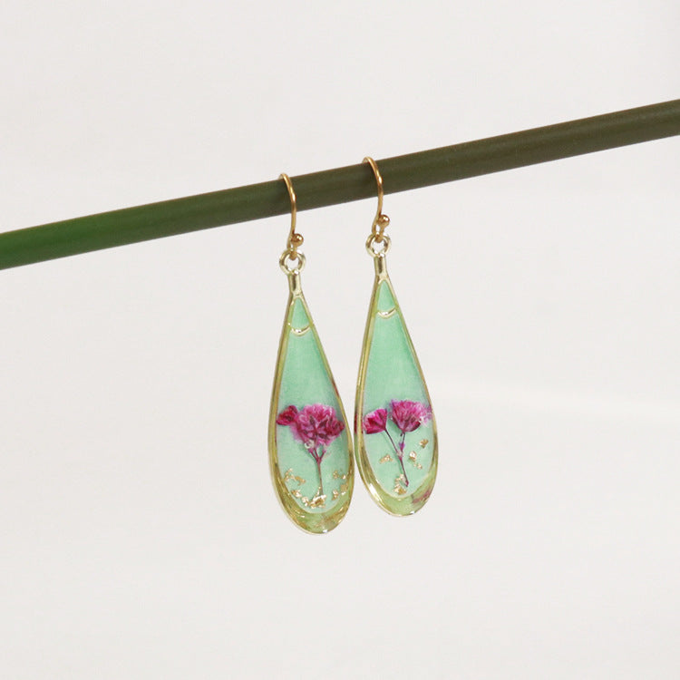Wholesale 6pcs/pack Herbarium Resin Colored Dried Flower Earrings