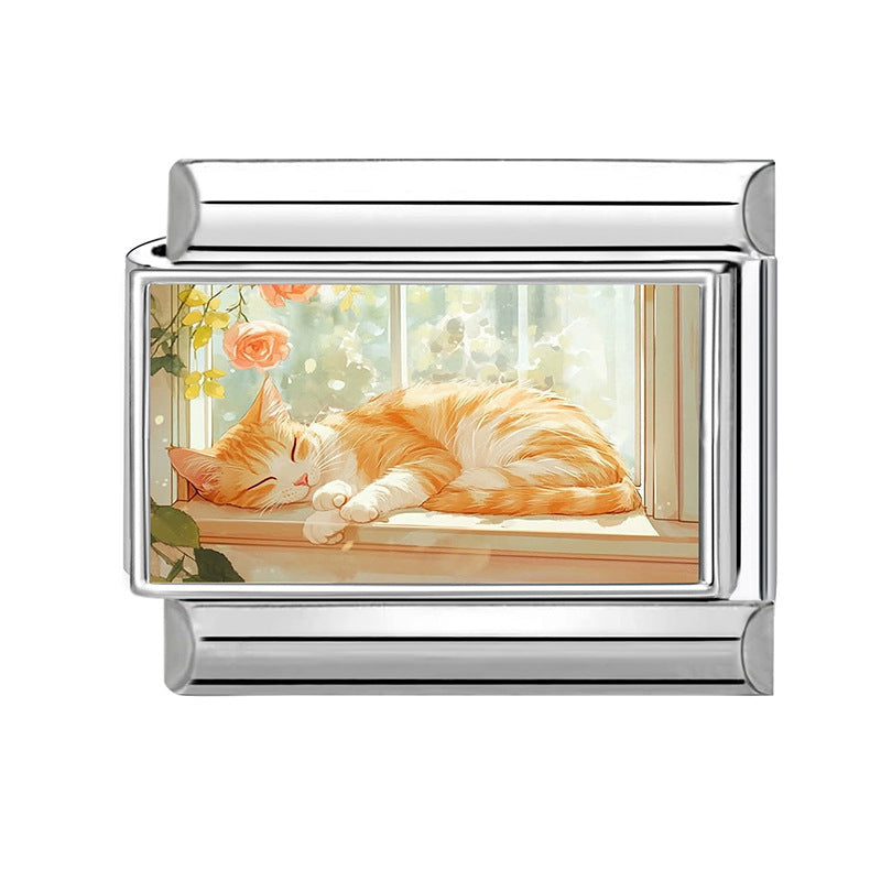 Wholesale Cute Cat DIY Modular Bracelet Stainless Steel Fashion Accessory