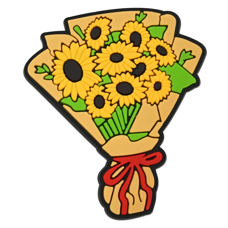 Wholesale  Random 100pcs  floral bouquet series PVC Soft Rubber Shoe Buckle Decoration