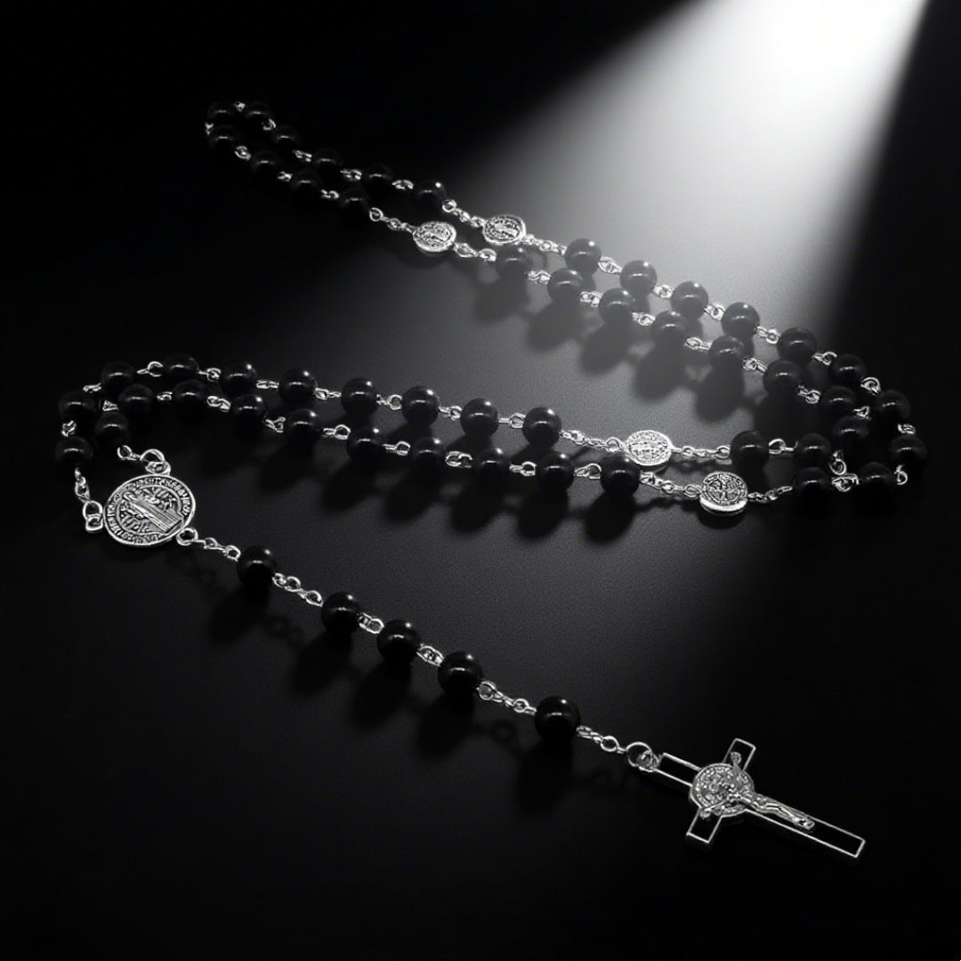 Wholesale Retro Personalized Pearl Beaded Cross Long Necklace