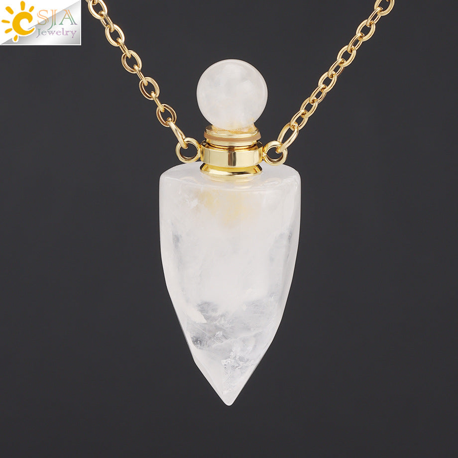 Wholesale Natural Stone Crystal Perfume Bottle Necklace ACC-NE-HuaiShe005