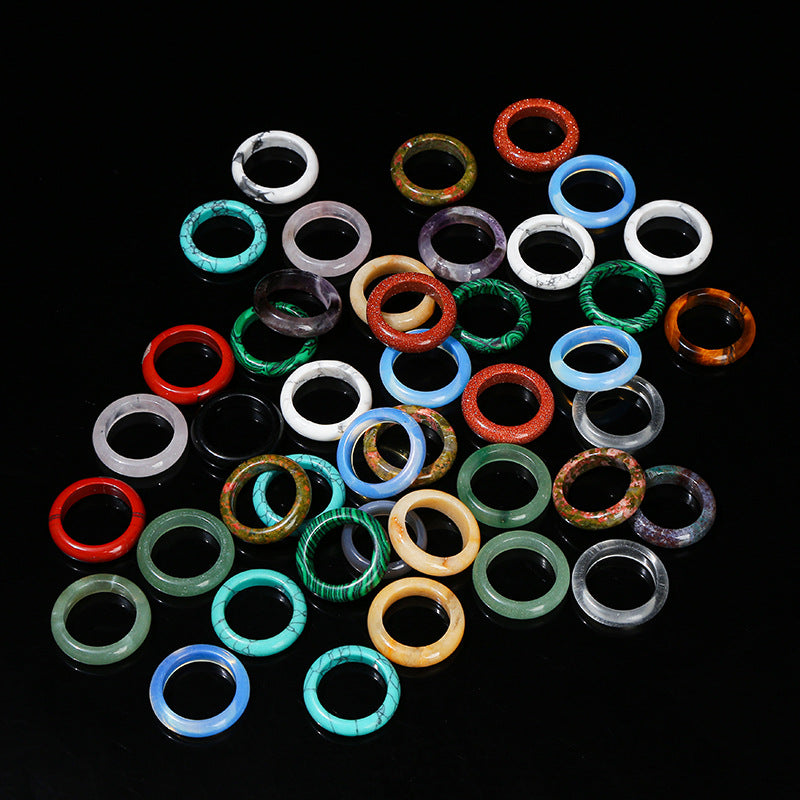 Wholesale Agate Plain Circle Ring Unisex Minimalist Ring Fashion Jewelry Accessory Gift Boutique