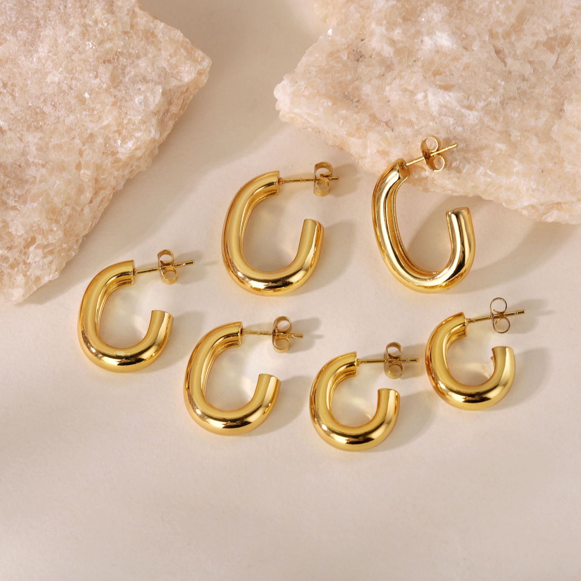 Wholesale Classic Hoop Versatile Non-Fading Titanium Steel Earrings