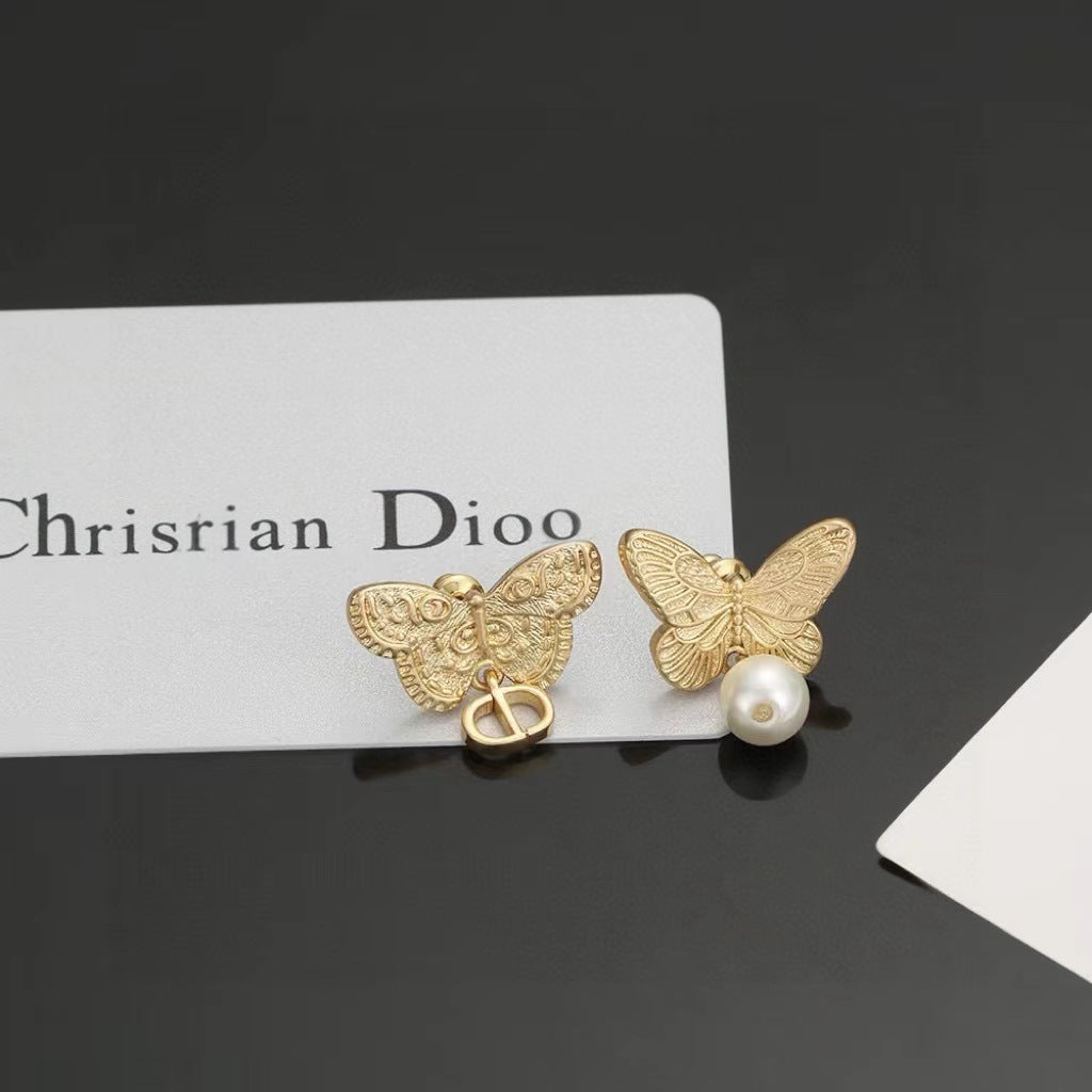 Wholesale Man-made pearl butterfly letter earrings ACCVIP
