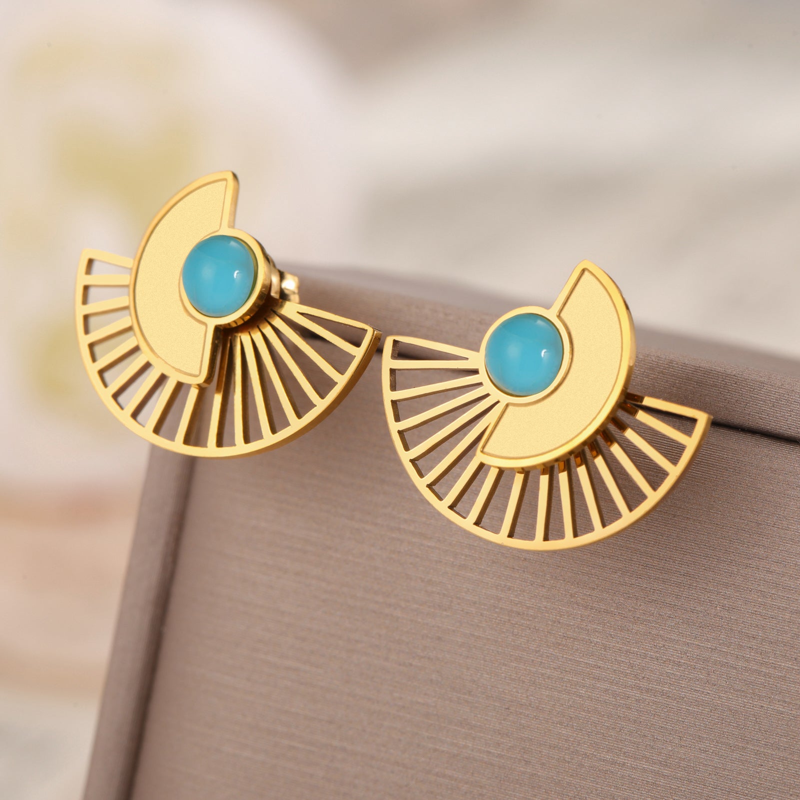 Wholesale Geometric Stainless Steel Turquoise Earrings for Women - Elegant Fashion Accessory Gift