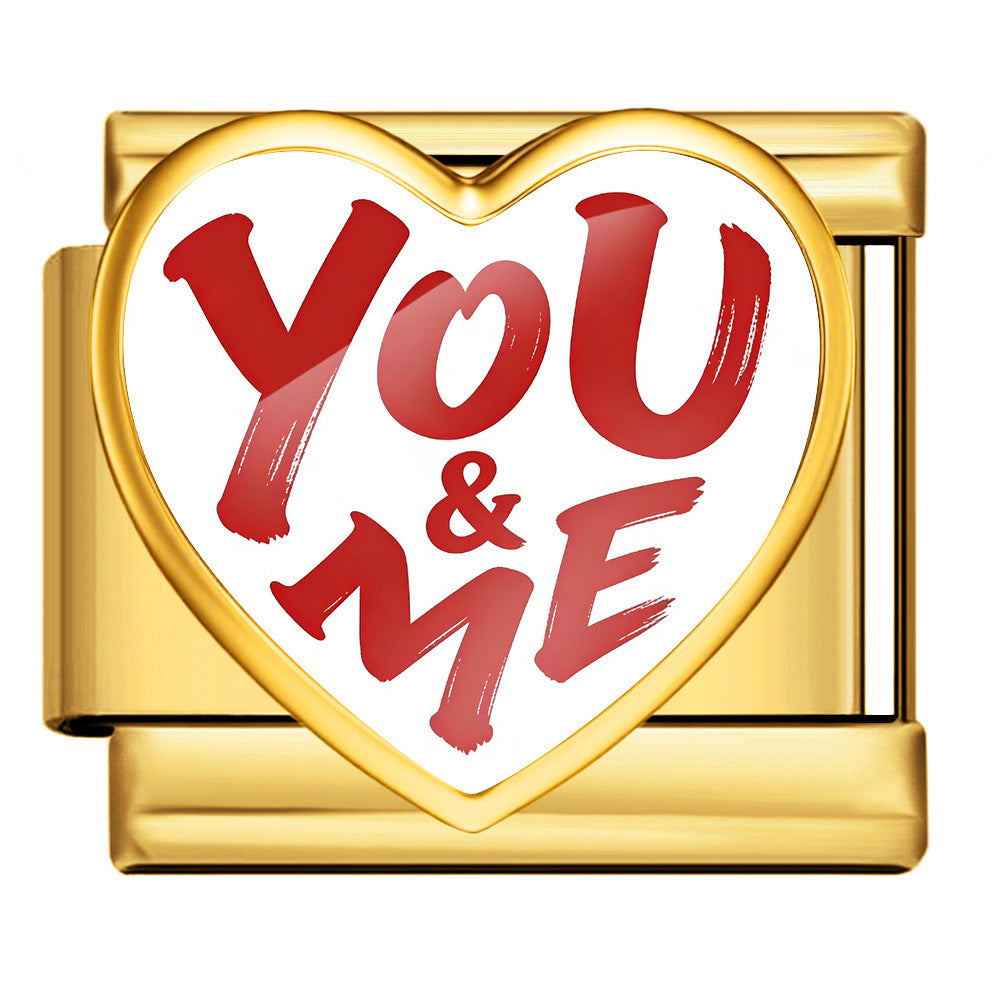 Wholesale 9mm Italian Charm Starter Bracelets DIY Valentine' s Day Heart-Shaped Stainless Steel Composable Bracelet