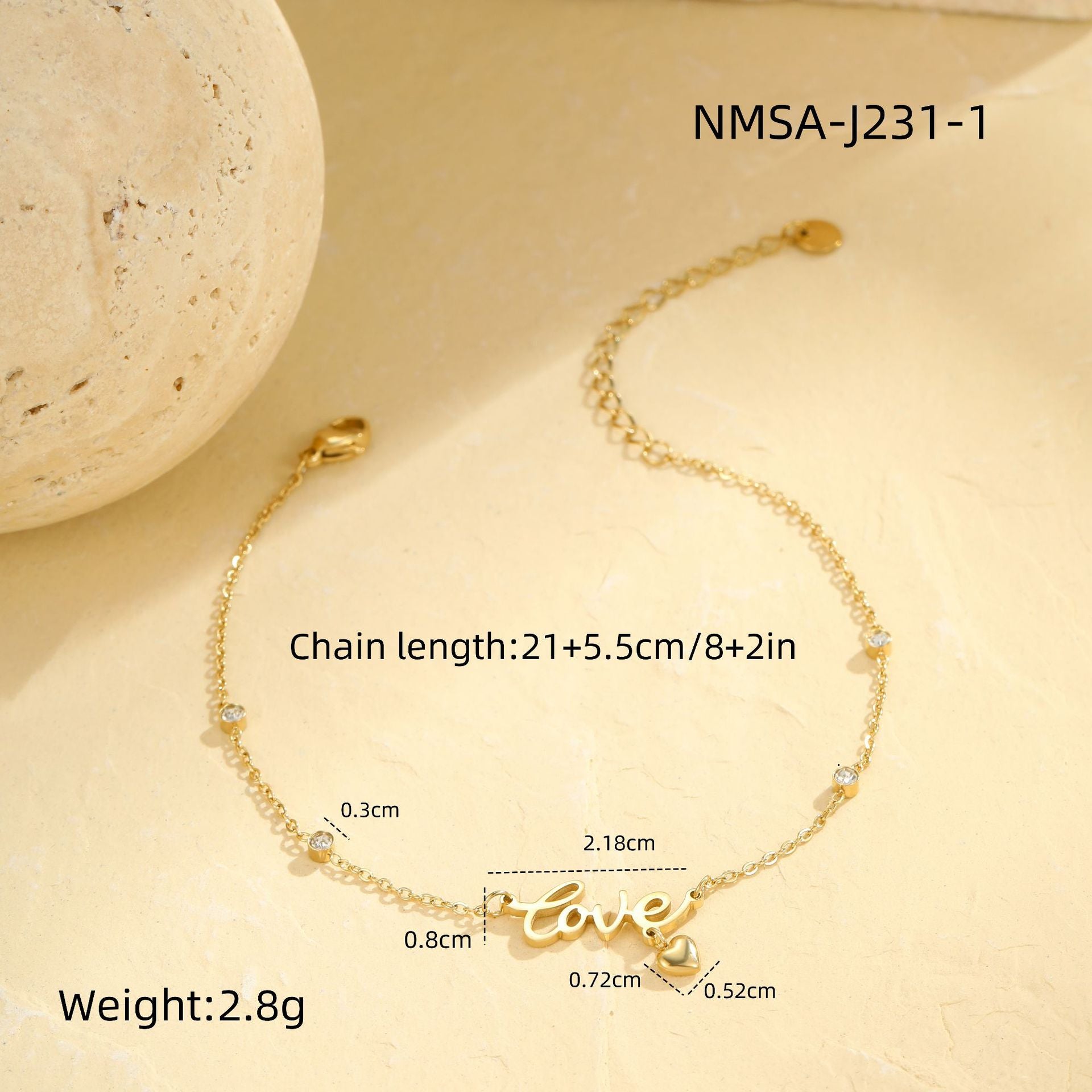 Wholesale  beach anklet letter pendant multi-layer stacked stainless steel non-fading  jewelry