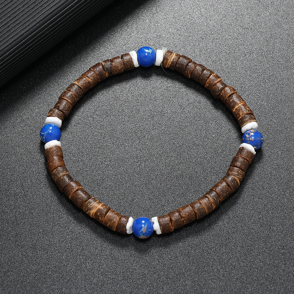 Wholesale Retro Ethnic Style nut Shell Natural Turquoise Bracelet