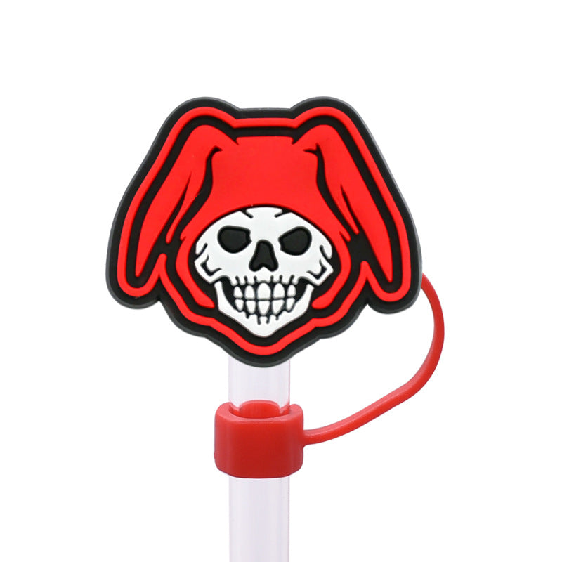 Wholesale Random 100pcs Horror Ghost 8/10mm PVC Soft Straw Tube Cap