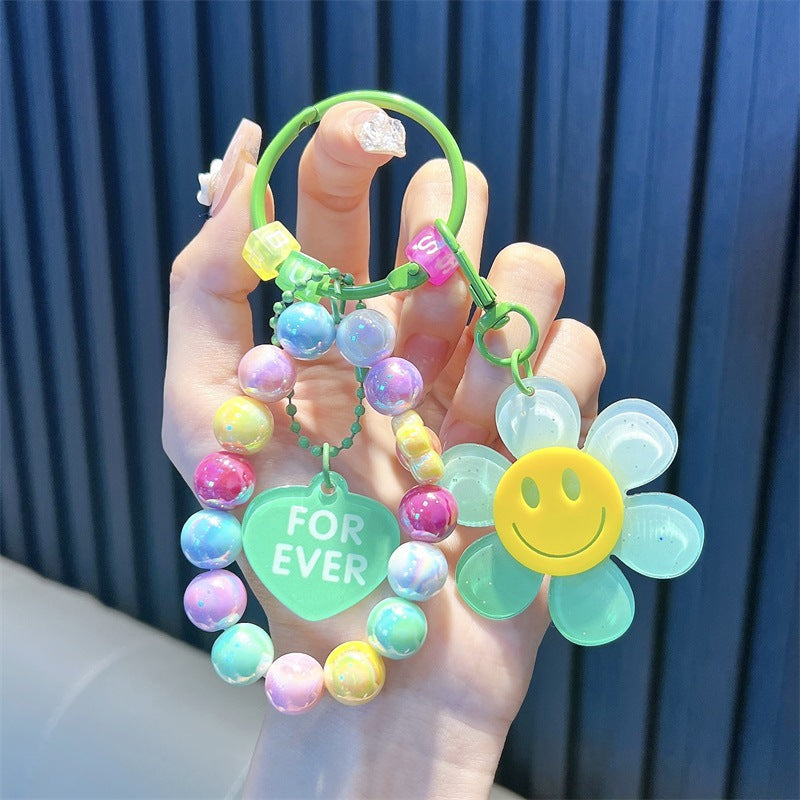 Wholesale Creative Acrylic Smiling Flower Keychain
