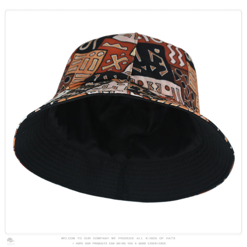 Wholesale Retro Pattern Printed Bucket Hat Double Sided Basin Hat ACC-HT-DaQi001