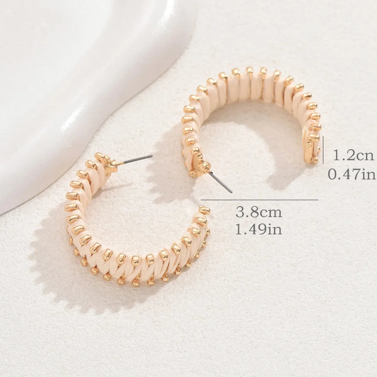 Wholesale Bohemian C- Shaped Rafi Grass Wrap Earrings