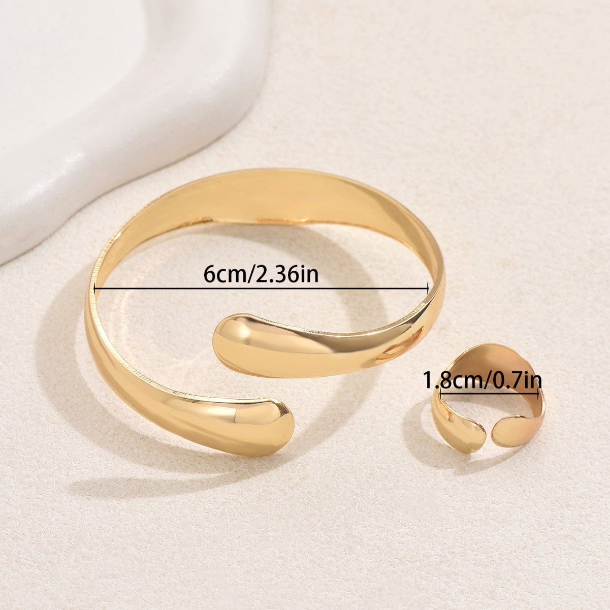 Wholesale Simple geometric smooth bracelet ring suit