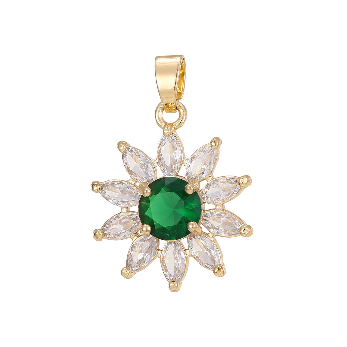 Wholesale Copper Zircon Sunflower Pendant Necklace,  TrendyChic Sunflower Design,  Ideal for Boutique Resale or Everyday Layering Jewelry