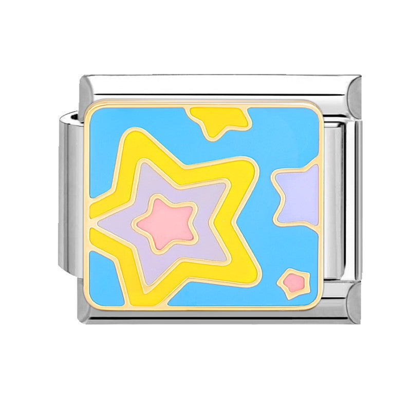 Wholesale Italian Beaded Bracelet 9mm DIY Splicing Removable Yellow Cartoon Series Stainless Steel Combinable Bracelet