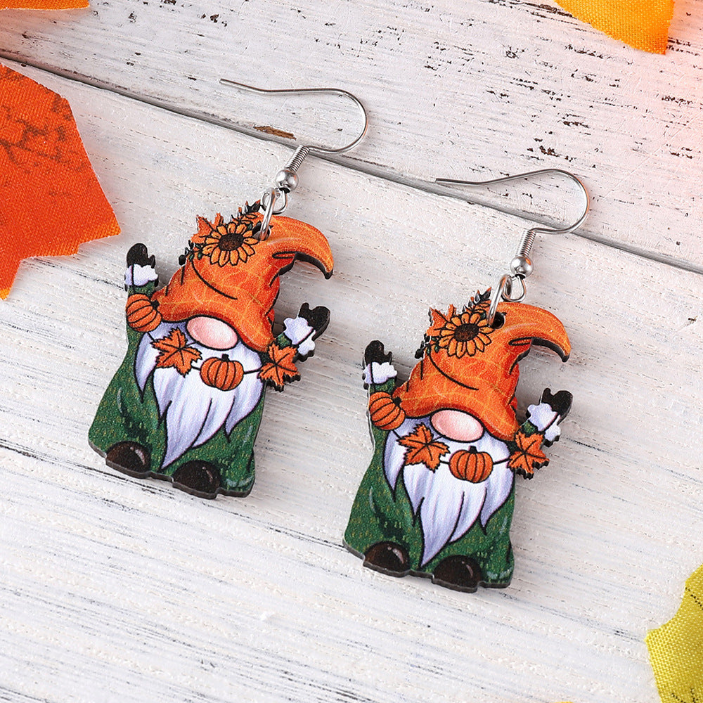 Wholesale Thanksgiving Pumpkin Maple Leaf Cute Dwarf Pendant Earrings