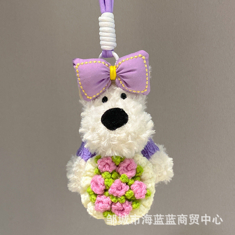 Wholesale Cute Flower  Puppy Plush Keychain