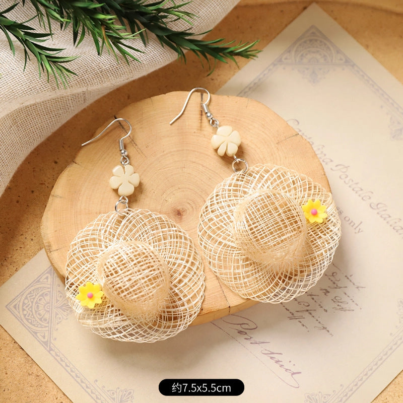 Wholesale Handmade Rattan Woven Bohemian Earrings