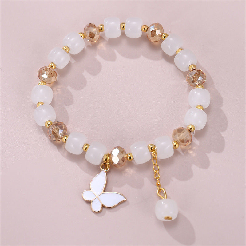 Wholesale  butterfly pendant crystal beaded multicolor bracelet