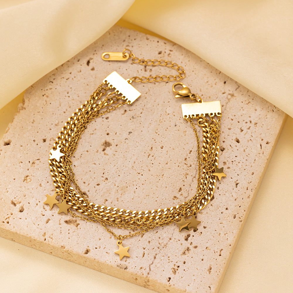 Wholesale Light Luxury Bracelet Gold Plated Bracelet Butterfly Pearl Flower Bracelet Titanium Steel Bracelets ACC-BT-Tais004