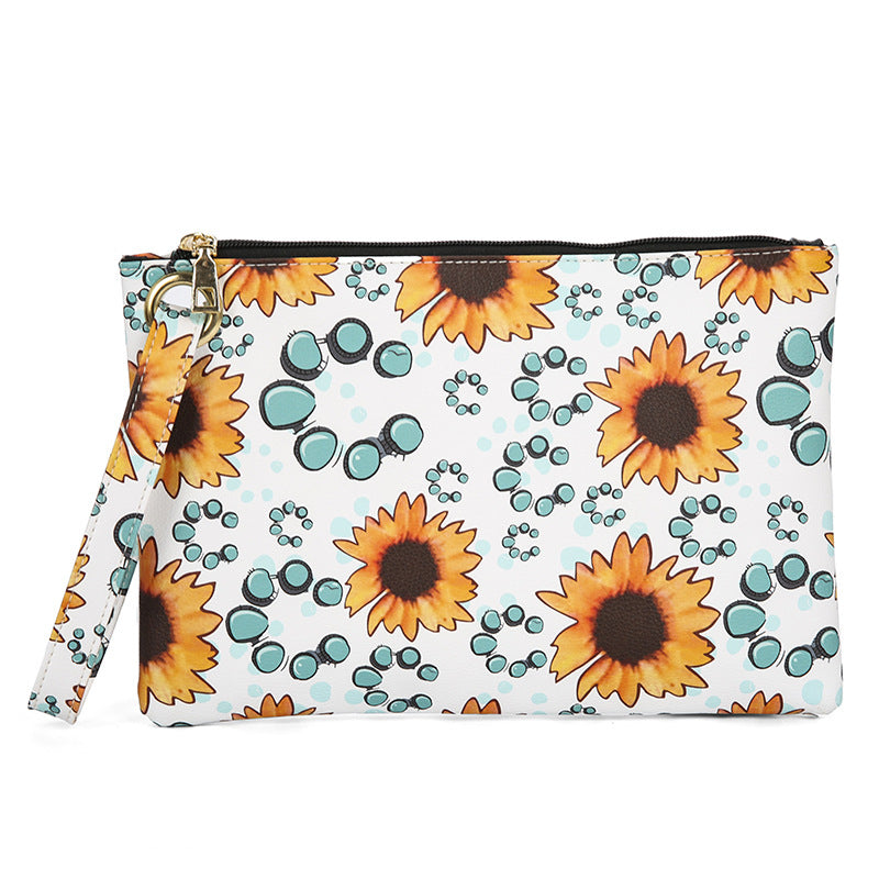 Wholesale Western Style Aztec Leopard Sunflower Clutch Cosmetic Bag Handbag ACC-HB-ChunYan001