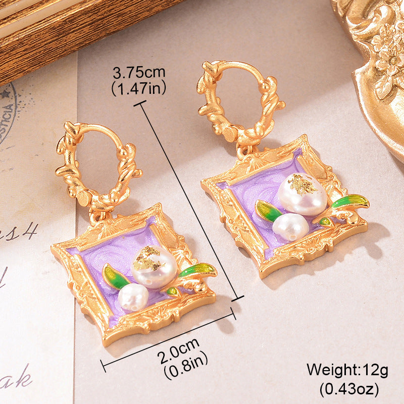 Wholesale Baroque Natural Pearl 925 Silver High-End  Earrings