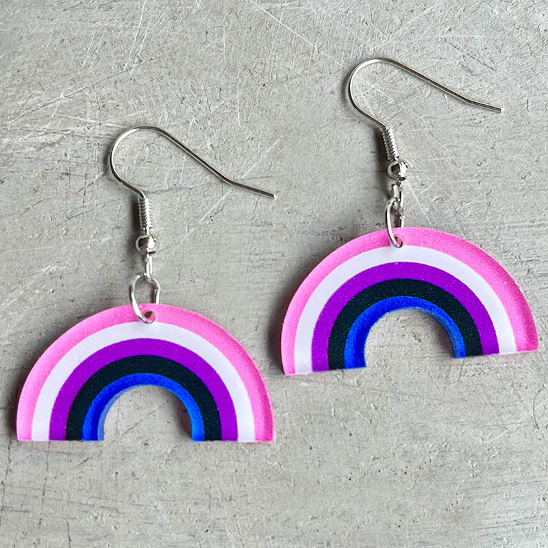 Wholesale 2 Pairs/pack LGBT Rainbow Geometric Shape Acrylic Earrings