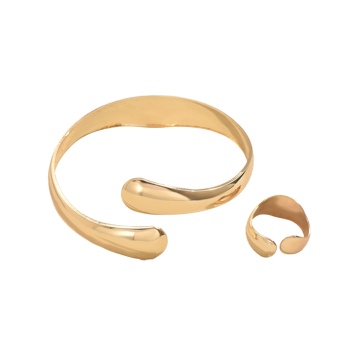 Wholesale Simple geometric smooth bracelet ring suit