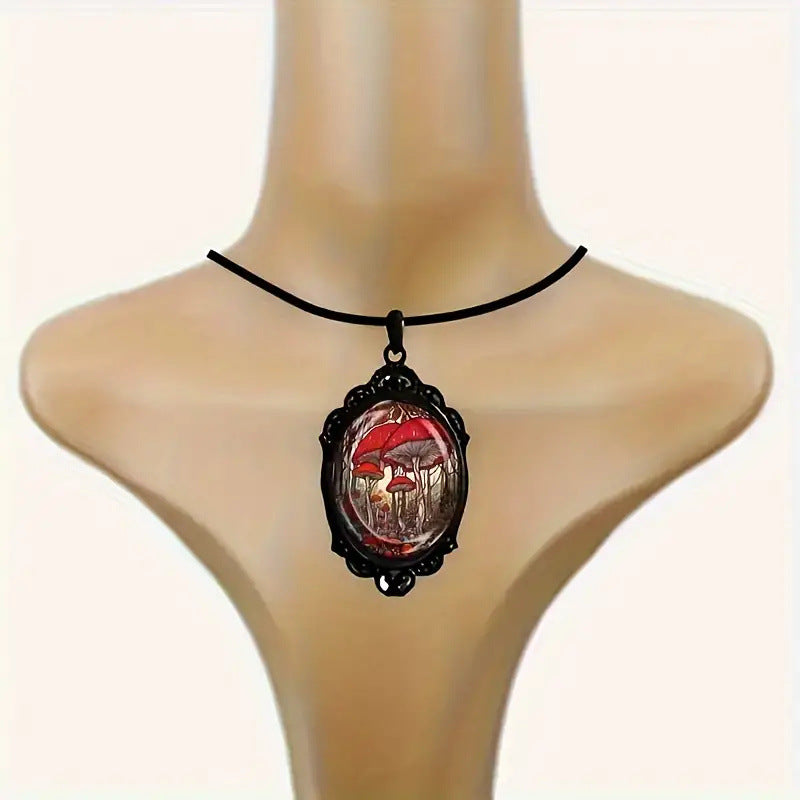 Wholesale Creative Red Mushroom Pendant Necklace Alloy Fashion Gift