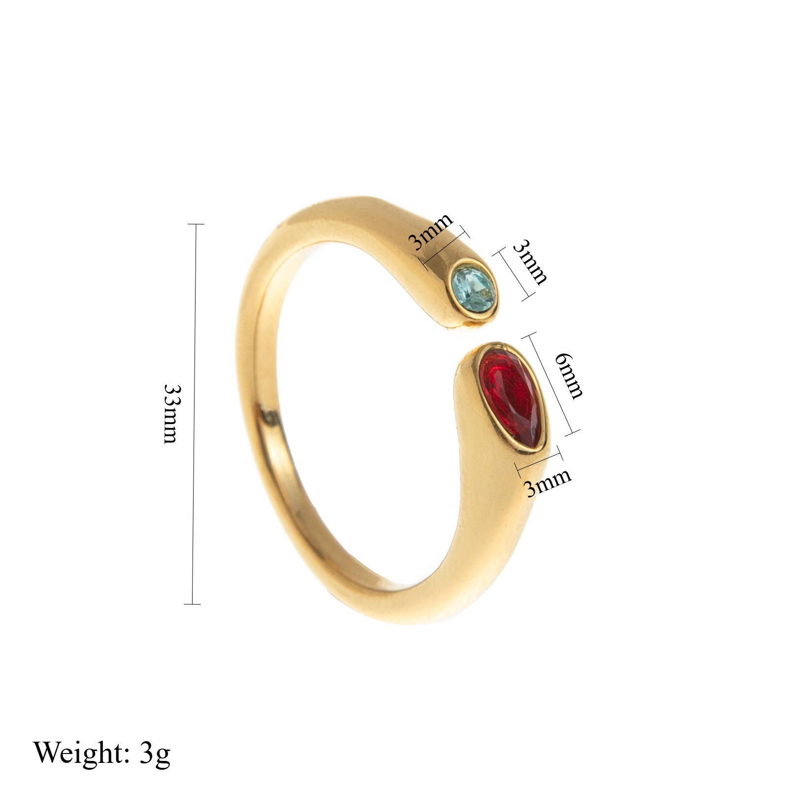 Wholesale Trendy Birthstone Ring Titanium Steel Gold Plated Geometric Oval Adjustable Fashion Accessory Resale