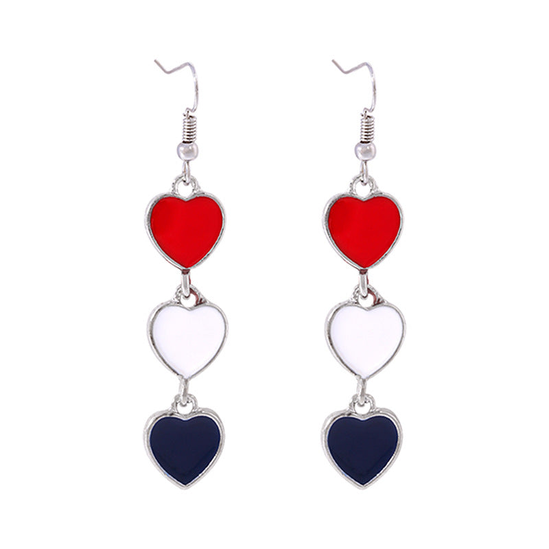 Wholesale  Independence Day earrings  personality red white blue diamond flag USA five-pointed star earrings