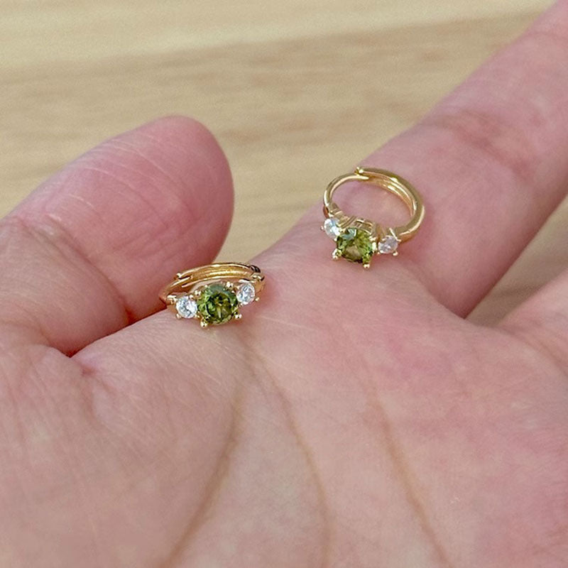Wholesale Retro Olive Green Zircon Earrings Copper Electroplating Fashion Accessory