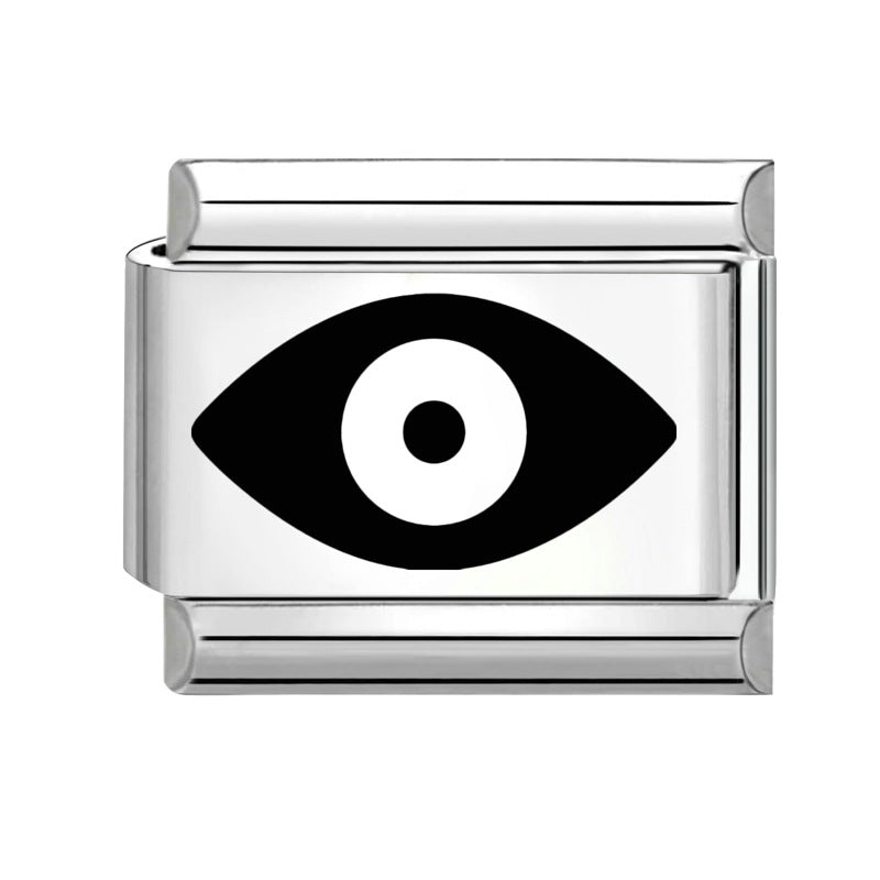 Wholesale Italian Charm Bracelet 9mm DIY Splicing Removable Black and White Lettering Stainless Steel Composable Bracelet