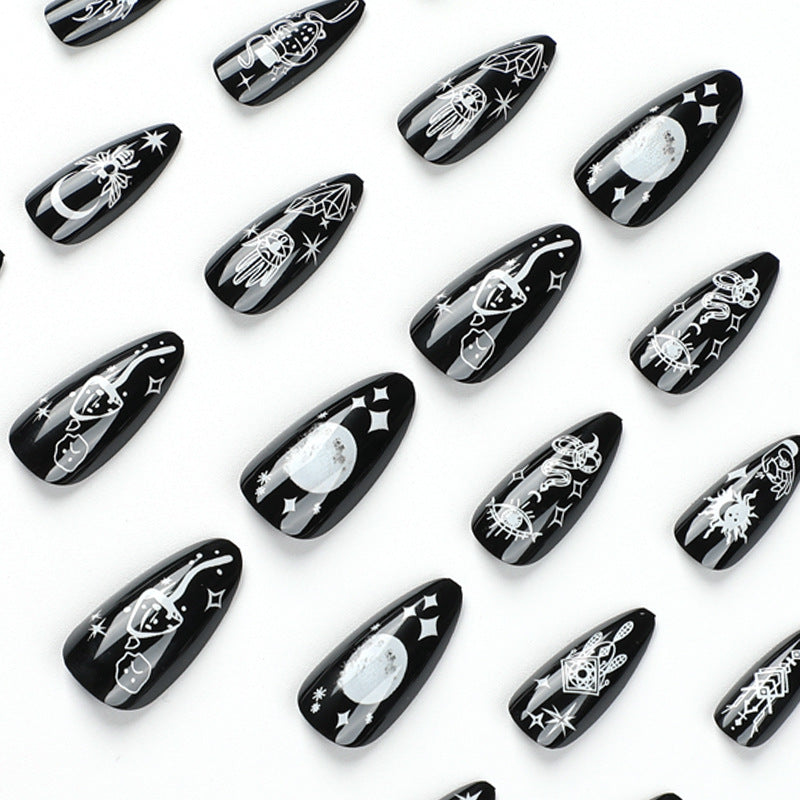 Wholesale 24 Pieces/box Star Moon Snake Press-on Nails Kits Nail Stickers ACC-NS-LeFan034
