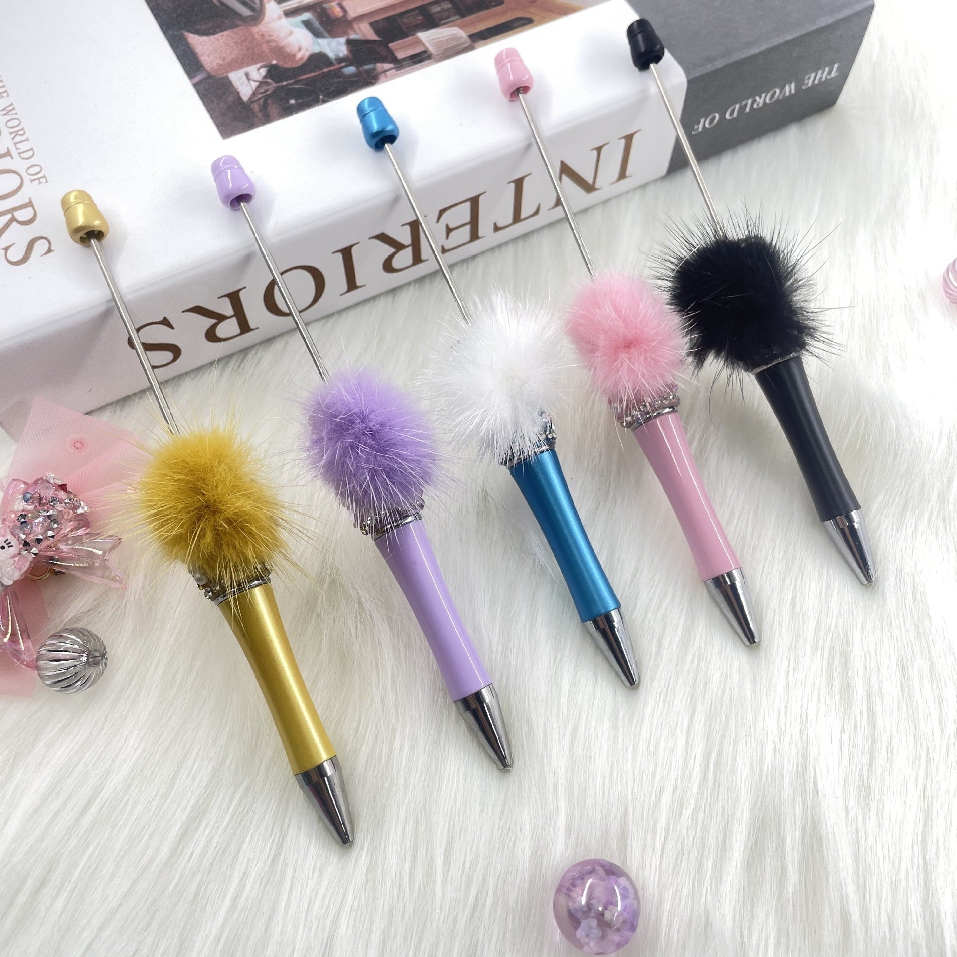 Wholesale Crushed Diamond Pom-Pom Beadable Pens
