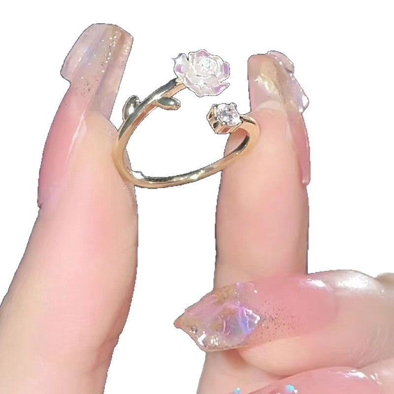 Wholesale Super Flash ns Camellia Ring  Sweet Bianhua Not Faded Opening Finger Ring
