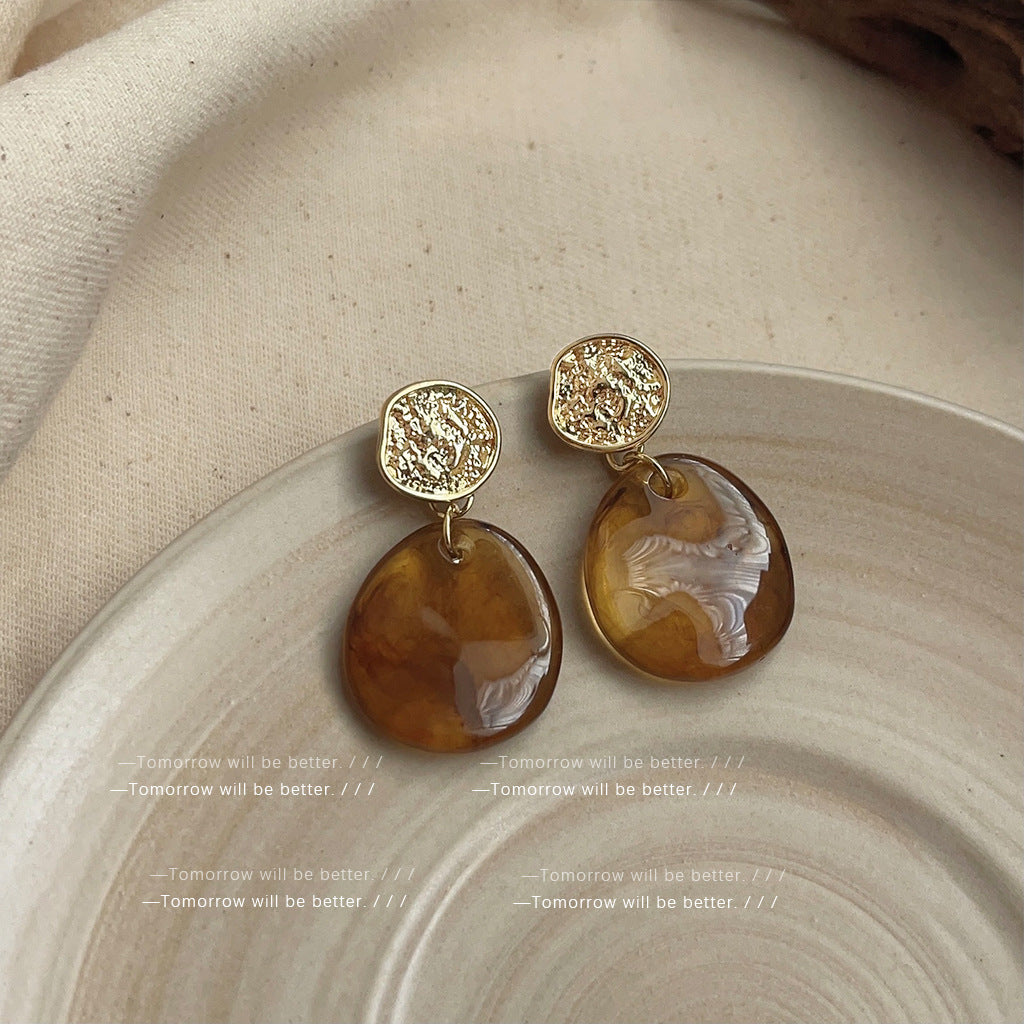 Wholesale Retro Coffee Color Earrings Geometric Blooming Acrylic Earrings ACC-ES-Eryu006
