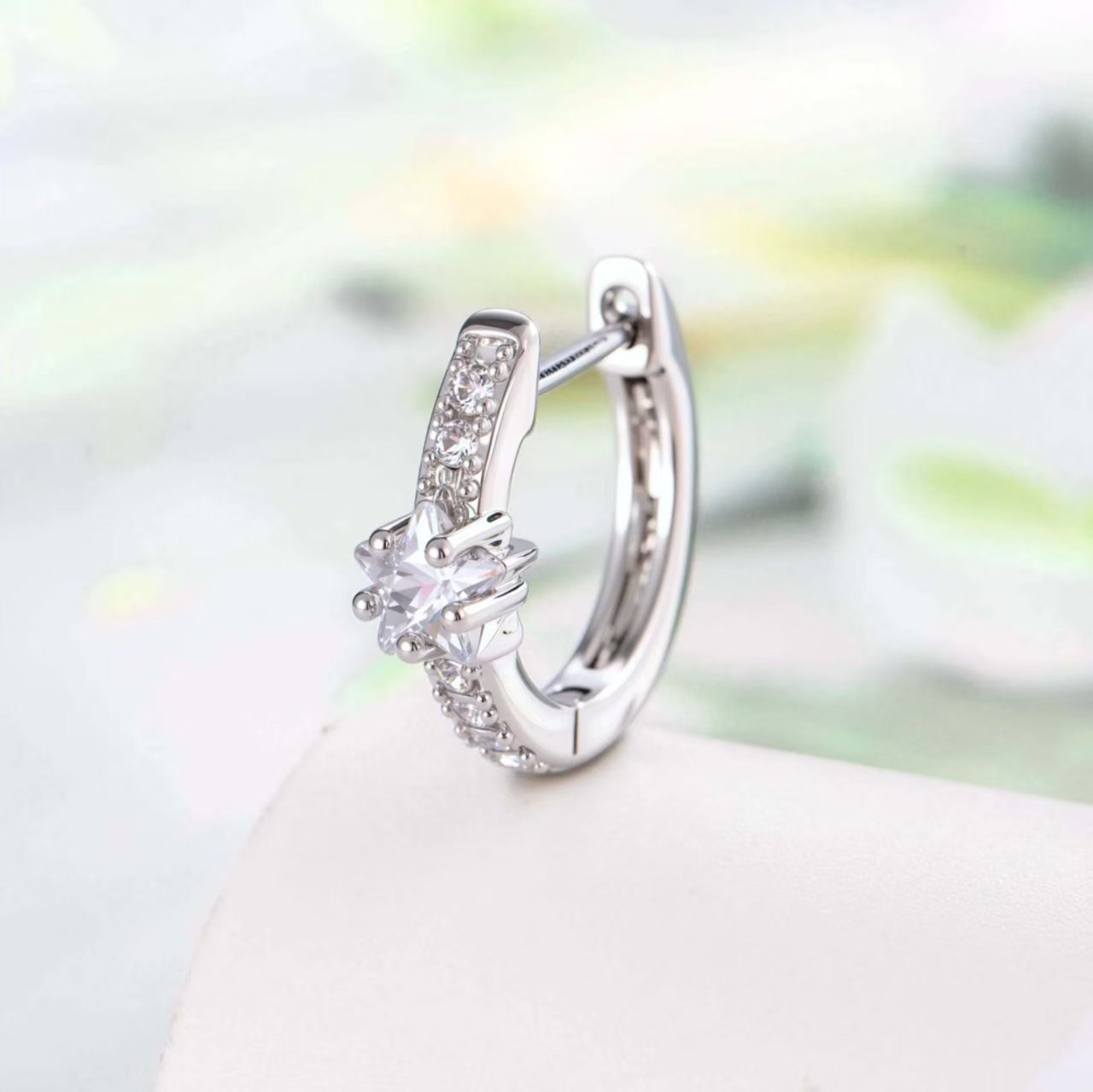 Wholesale Copper Five-Pointed Star Zircon Earrings Simple Style Fashion Jewelry