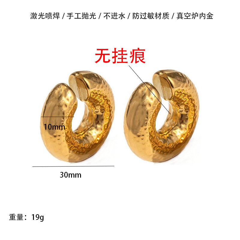 Wholesale 18K Real Gold Stainless Steel Hollow Earrings ACC-ES-Chunp007