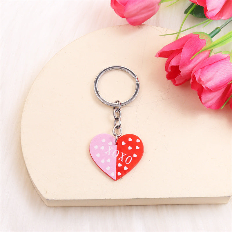 Wholesale Valentine's Day Color Block LOVE Acrylic Stainless Steel Keychain