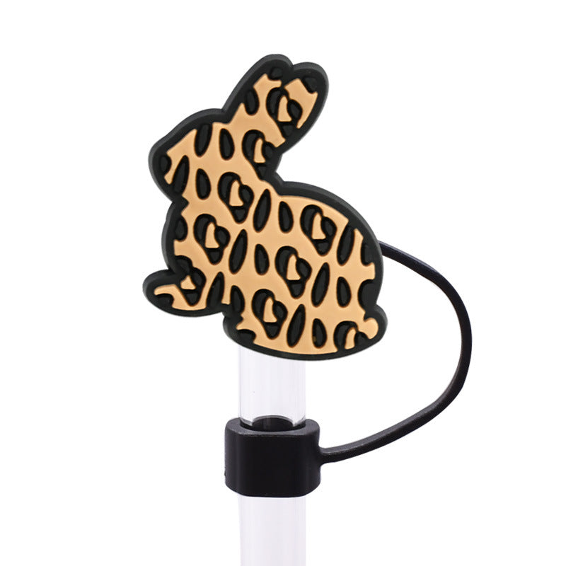 Wholesale Random 100pcs Leopard Series 8/10mm PVC Soft Straw Tube Cap