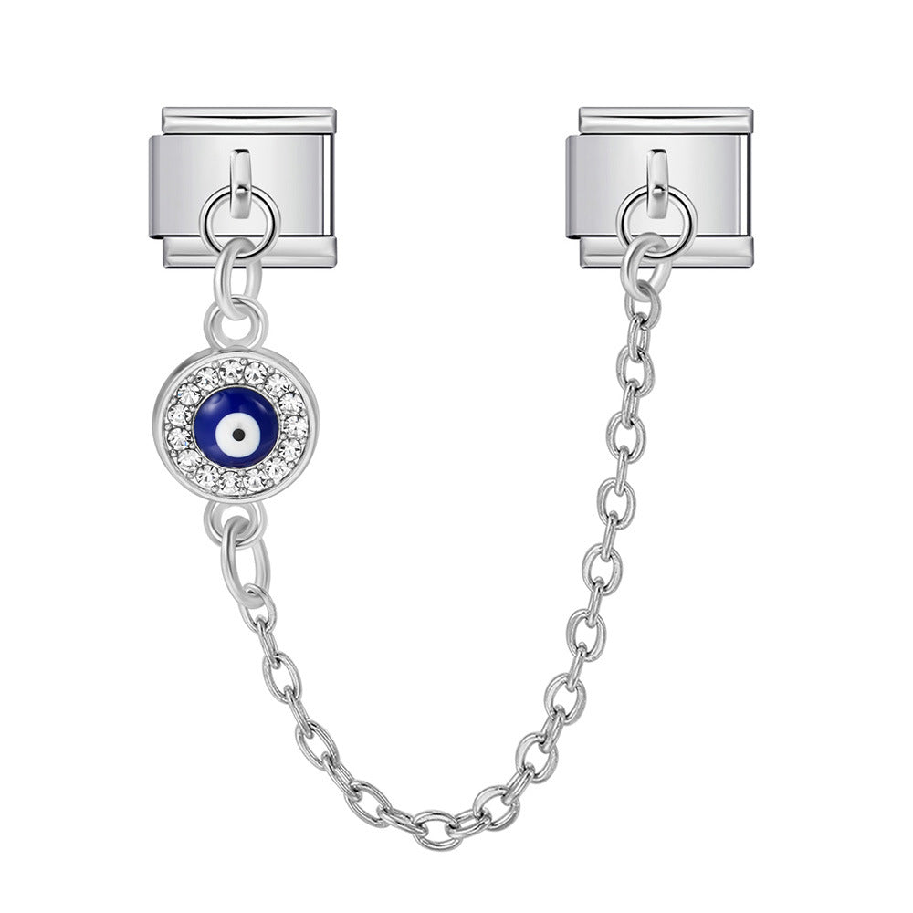 Wholesale  Italian Charm Bracelet 9mm DIY Devil' s Eye Hook Creative Stainless Steel Composable Bracelet