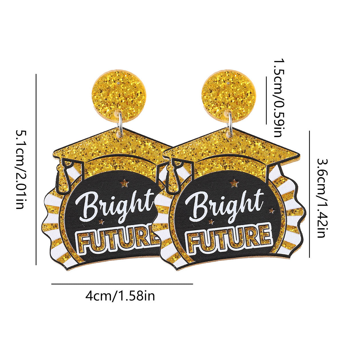 Wholesale  School Season Sequins Book Master's Cap Star Stitching Pendant Earrings