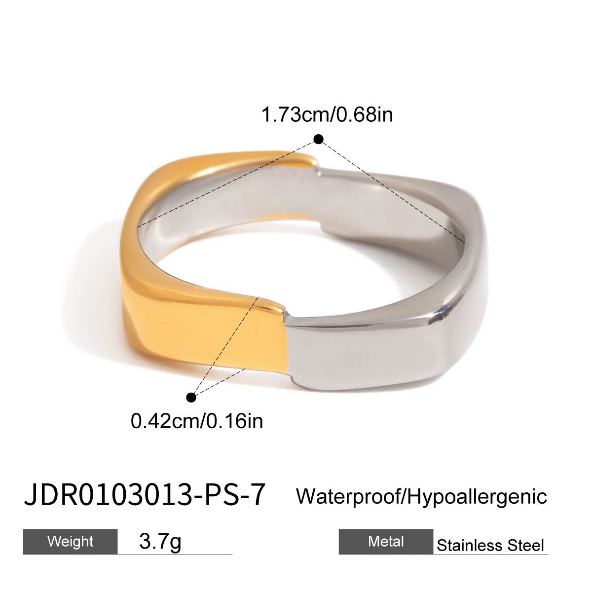 Wholesale  18K gold stainless steel gold and silver color matching hollow ring