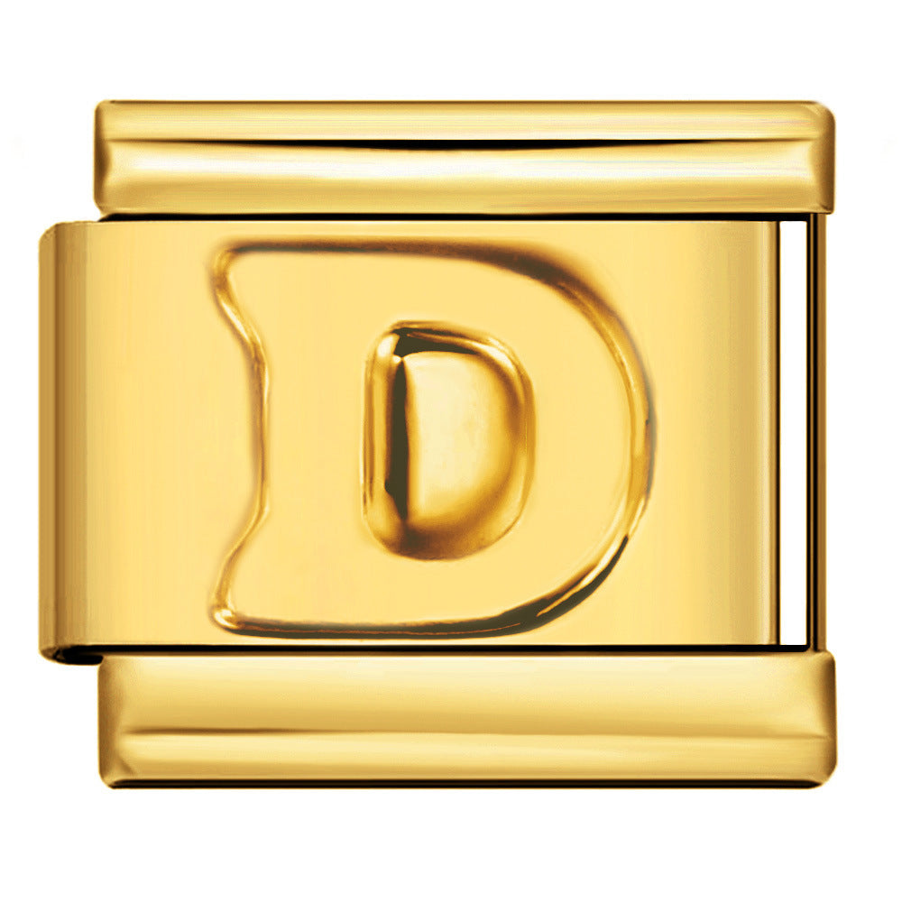 Wholesale Gold Plated Stainless Steel Concave Letter Modular Bracelet - DIY Jewelry Accessory for Boutique Resale