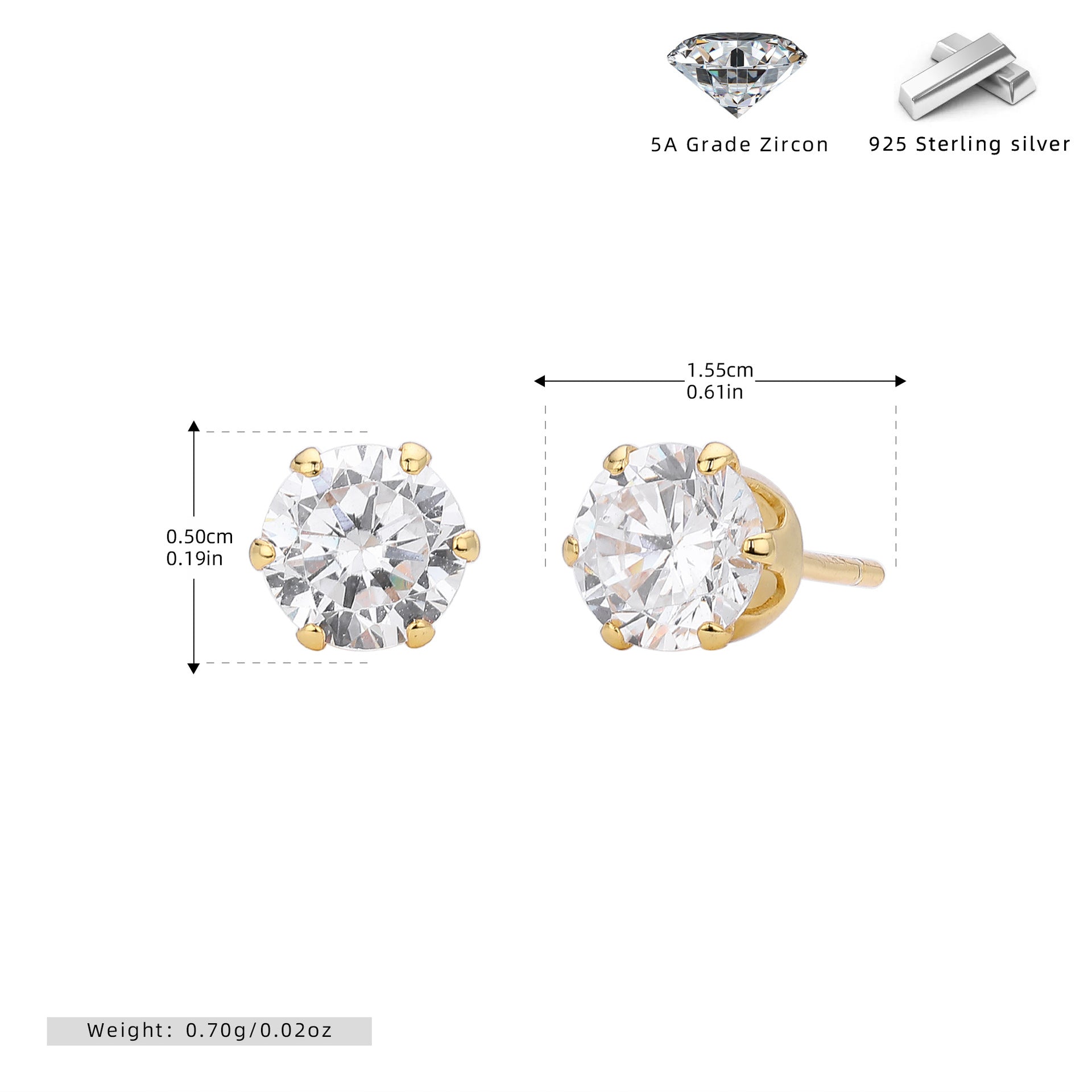 Wholesale s925 sterling silver earrings six-claw inlaid zircon earrings