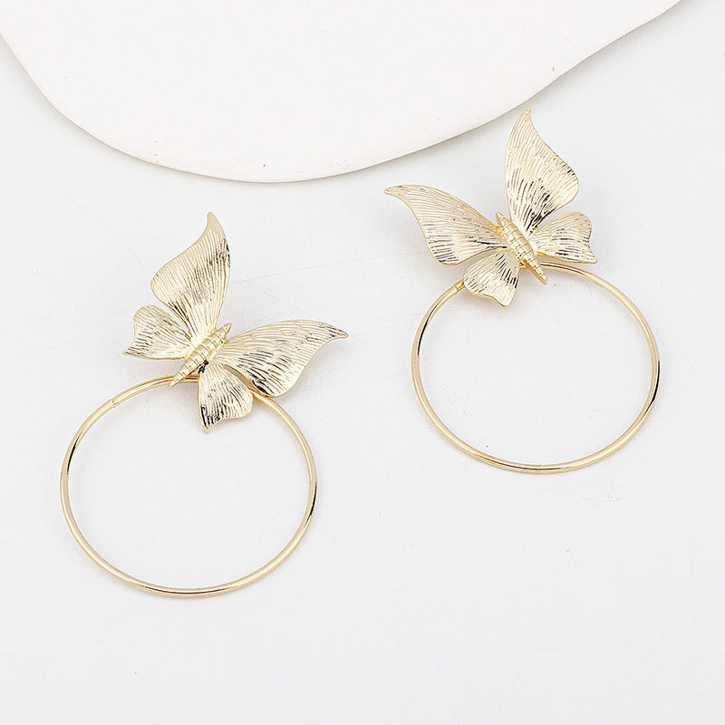Wholesale  retro alloy butterfly hoop earrings