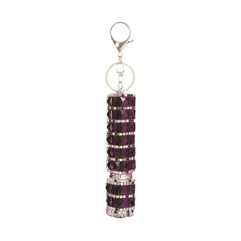 Wholesale Glass diamond-inlaid perfume bottled 10ml keychain