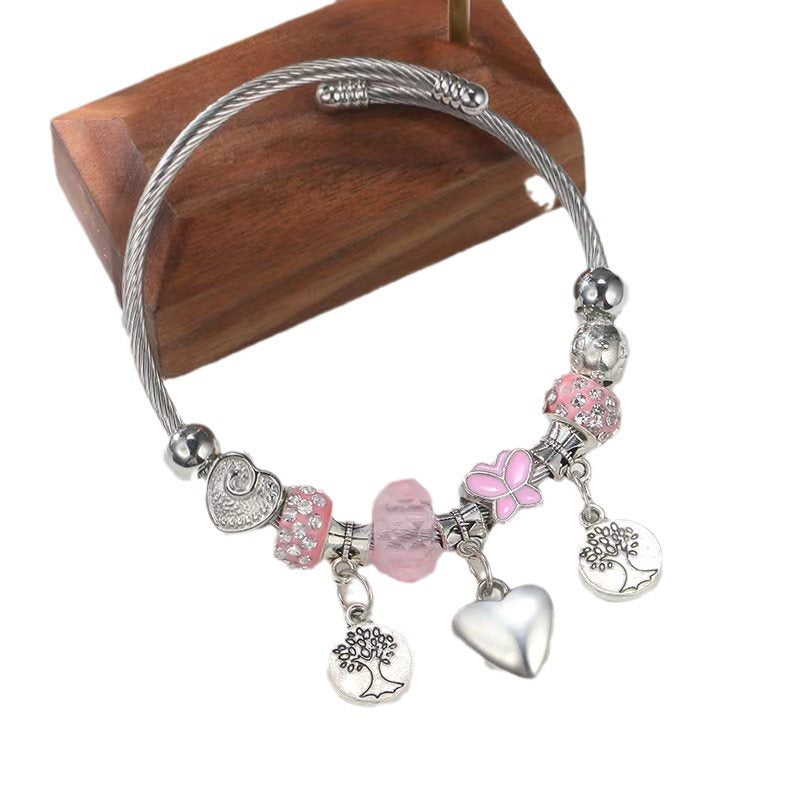 Wholesale DIY Beaded Multi-Element Stainless Steel Rhinestone  Bracelet